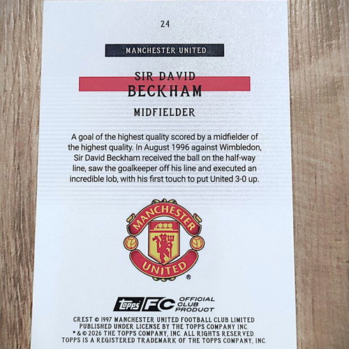 Sir David Beckham Bona Fide Baller Halo Insert Topps Man United Team Set 2025/26 new