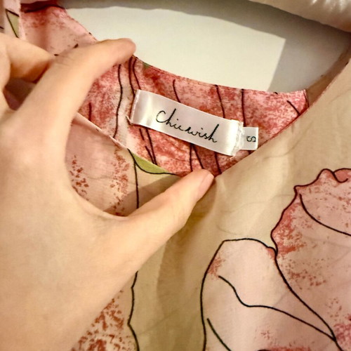 Asos dress like new with built-in waist elastic, beige and pink