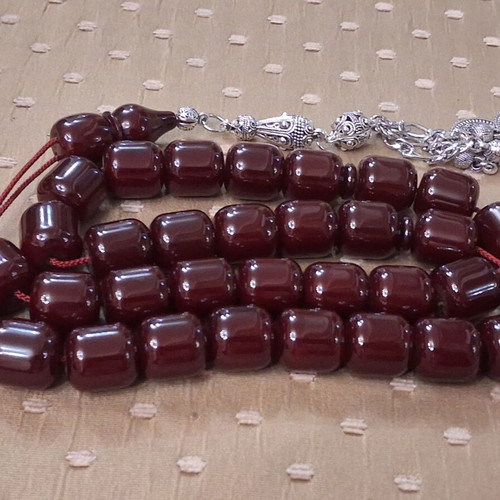 Bakelite Komboloi used, 33-bead Syrian origin with traditional metal finish