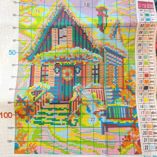 Christmas Red House Cross Stitch Set new