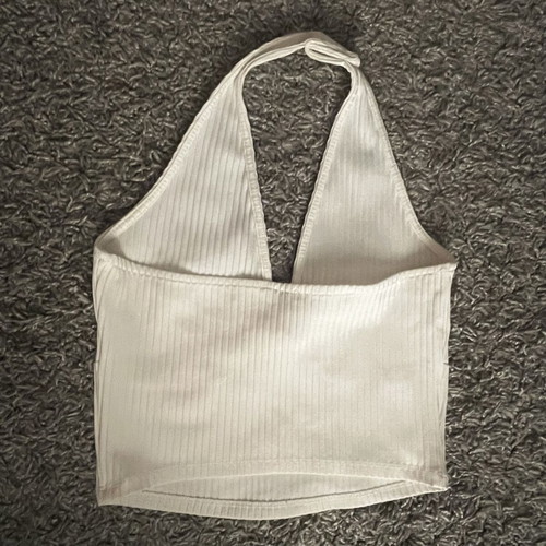Bershka White Halterneck Top New, Size L