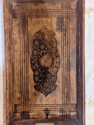 Vintage handmade wooden serving tray, carved, made in India