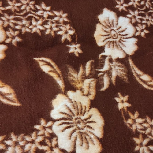 Wool blanket double-sided brown with white flowers, like new, 220x195 cm