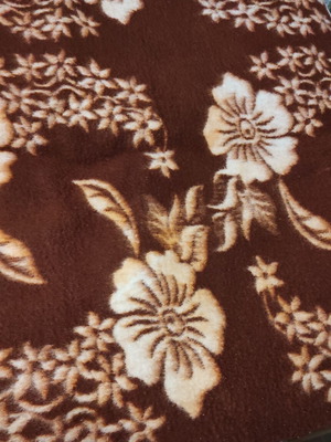 Wool blanket double-sided brown with white flowers, like new, 220x195 cm