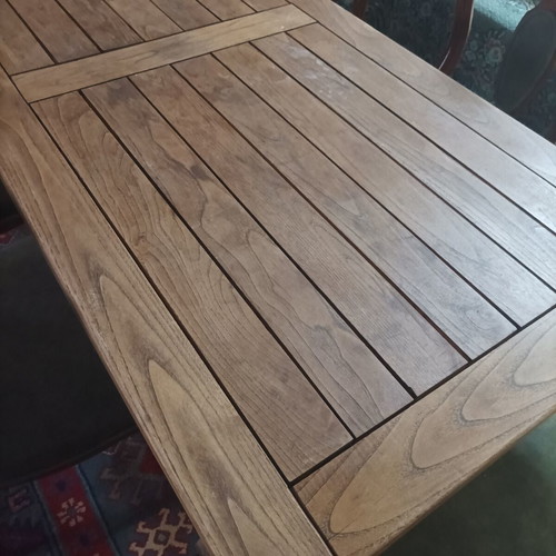 Monastic teak dining table, rectangular, solid wood