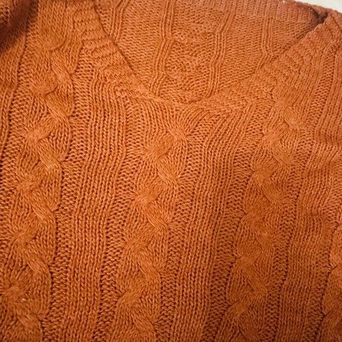Knitted set of 2 pieces used, crop top and mini skirt in terracotta