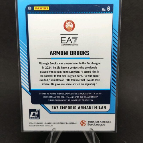 Armoni Brooks EA7 Armani Milan collectible card like new
