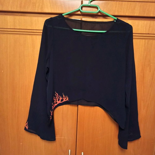 Crop blouse used, size S, blue, transparent