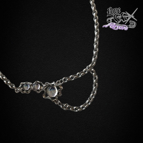 Love X Poison handmade stainless steel chain necklace with moonstone beads