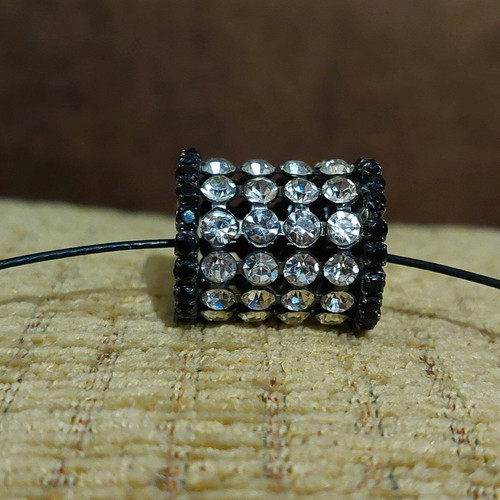 Tsoker necklace black cylinder with Swarovski like new