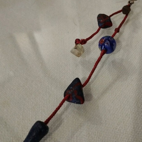 Handmade single earring like new, blue and red