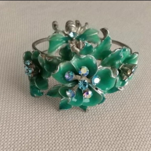 Bracelet with turquoise enamel and stones new, stainless steel