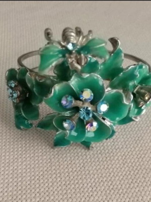 Bracelet with turquoise enamel and stones new, stainless steel
