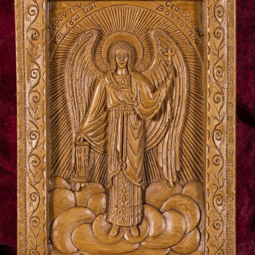 Guardian Angel image made of wax, mastic and incense