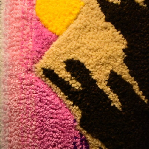 Handmade Landscape Keyboard Rug new, acrylic and natural wool