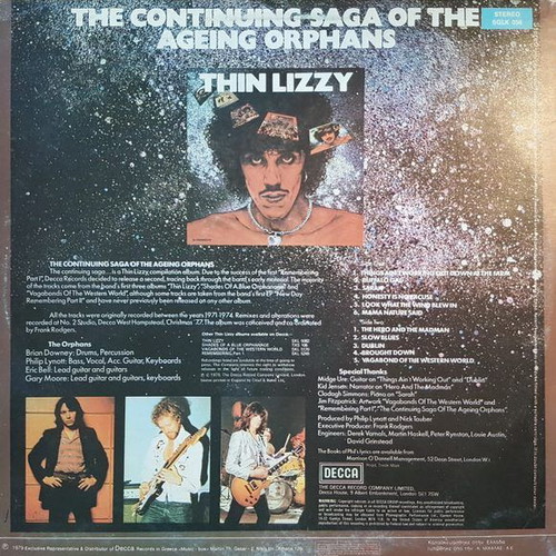 Thin Lizzy The Continuing Saga Of The Ageing Orphans vinyl record used, rock
