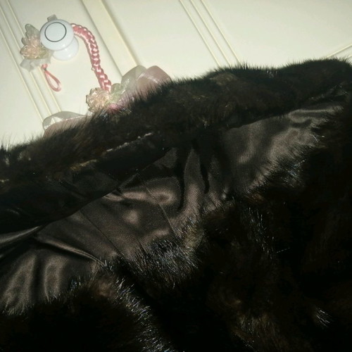 Mink fur bolero in black with 2 fur collars gift