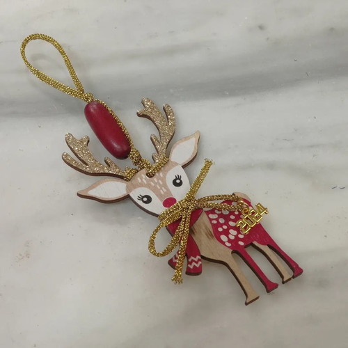 Handmade deer lucky charm in wood