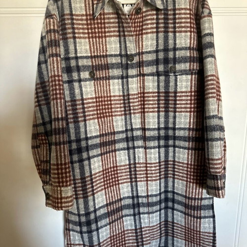 Zara checked oversized coat like new