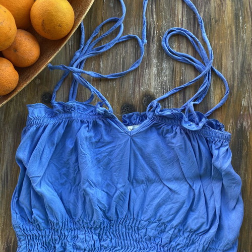 Anel Blue Viscose Crop Top like new, size M