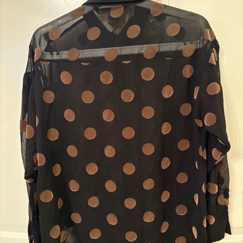 Zara Polka Dot Sheer Shirt Black and Gold XS like new