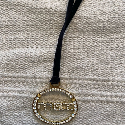 MAT necklace like new with velvet strap and rhinestones