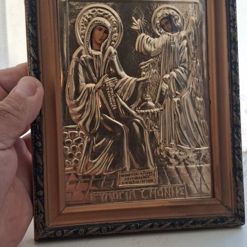 Christian decorative icon used, EΒΛΟΓΙΑ Ι.ΜΟΝΗΣ