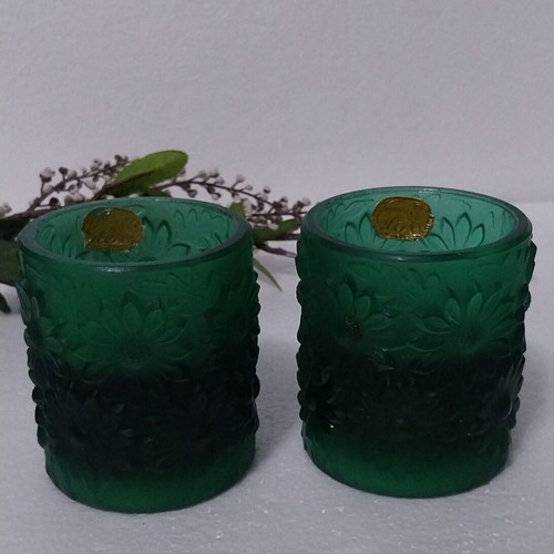 Rudolf Jurnikl Daisies Candle Holders emerald green, new