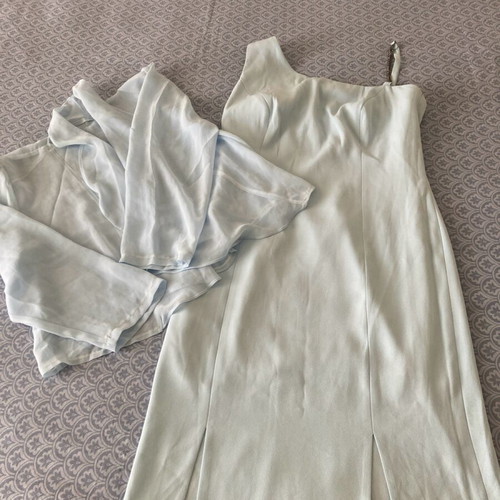 Turquoise evening set like new, medium dress with jacket
