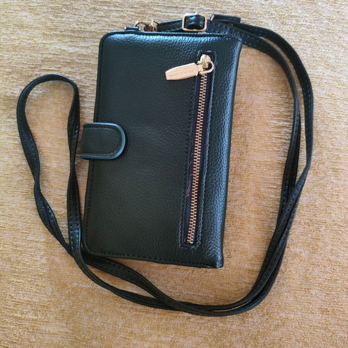 Wallet with phone case and adjustable strap new, green cypress