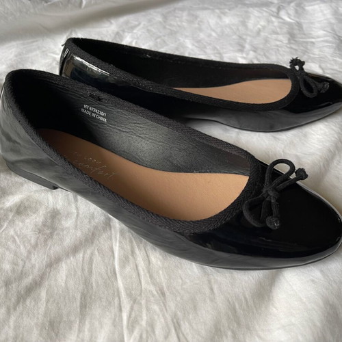 New Look faux patent leather ballerinas new black size 40