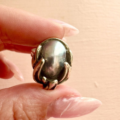 925 Silver Ring with Natural Nautilus Shell Vintage, Like New