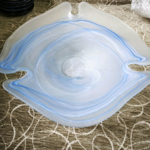 Opaline platter like new, blue shades