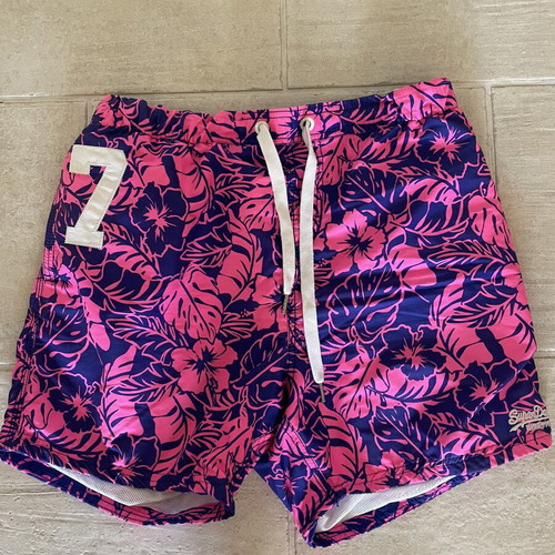 Superdry swim shorts blue-pink size XL like new