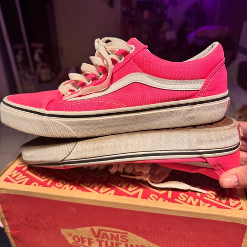 Vans Old Skool sneakers like new, neon pink and white, size 40.5