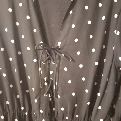 Long Black Dress With Polka Dots Like New, Size 46