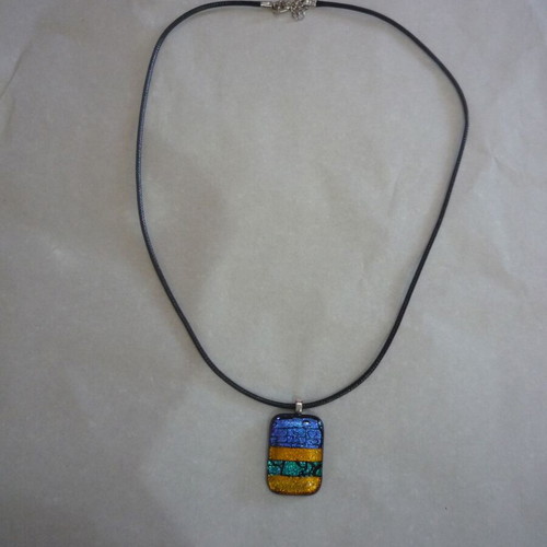 Handmade pendant necklace from dichroic glass like new, multicolored
