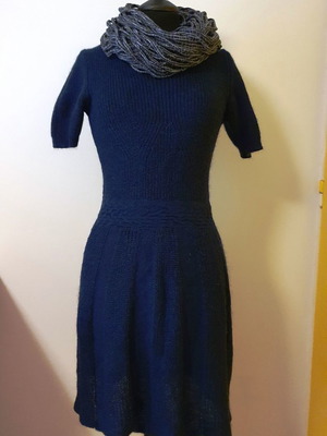Wool dark blue dress used, size S