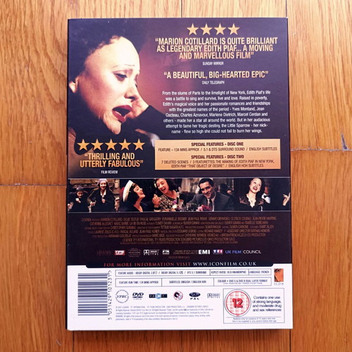 La Vie en Rose DVD used, 2 disc, no Greek subtitles