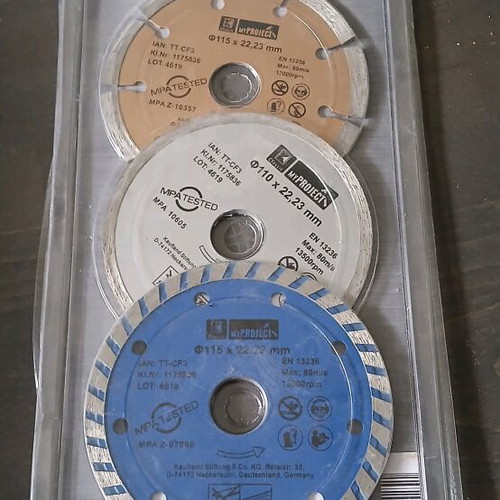 Diamond cutting discs 115 mm new, set of 3 pieces