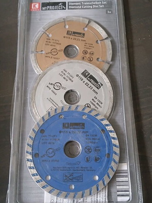 Diamond cutting discs 115 mm new, set of 3 pieces