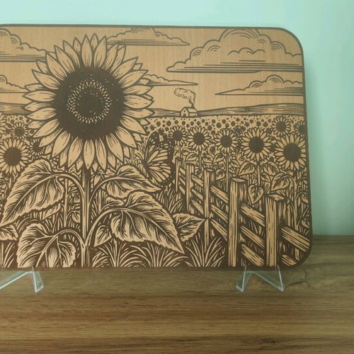 Laser Engraved Painting Sunflower Field new