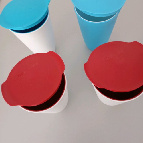 Alegra cups with lid Tupperware set of 4 pieces 450ml new