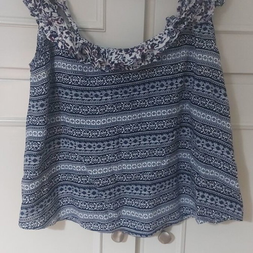 Attrattivo women's strap blouse like new, blue and white