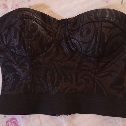 BSB black women's crop bustier top with embossed details