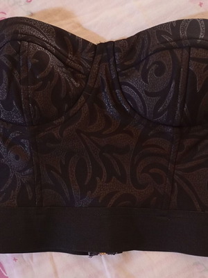 BSB black women's crop bustier top with embossed details