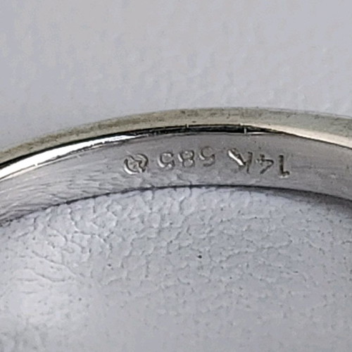 White gold rings used, set of 3, 14 carat with sapphire and brilliant