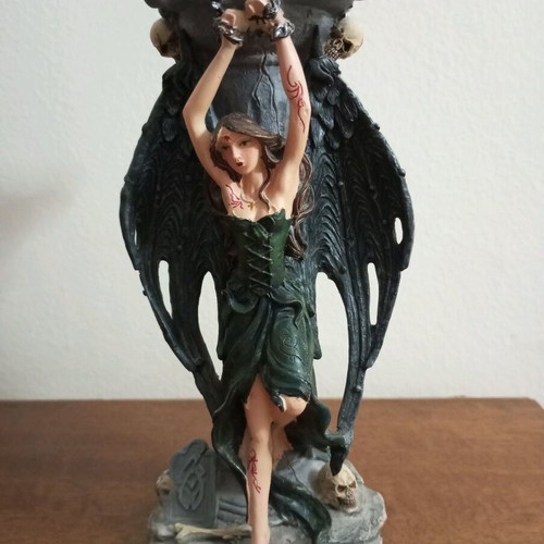 Gothic candle holder fallen angel like new