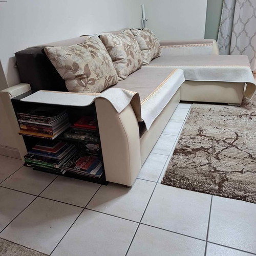 Corner sofa with armrest and mini shelf 255x155 cm like new