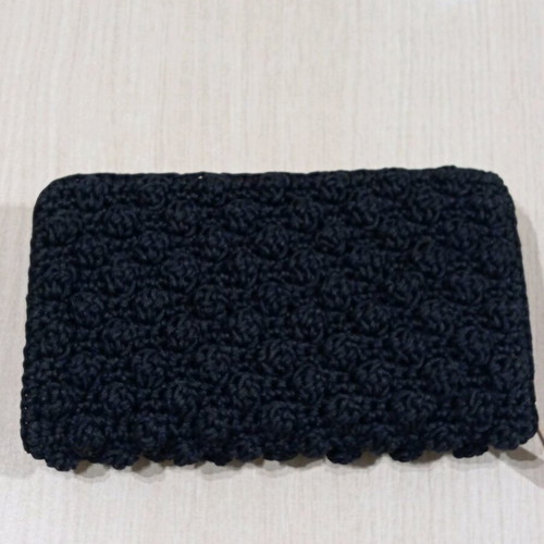 Handmade black knitted wallet new